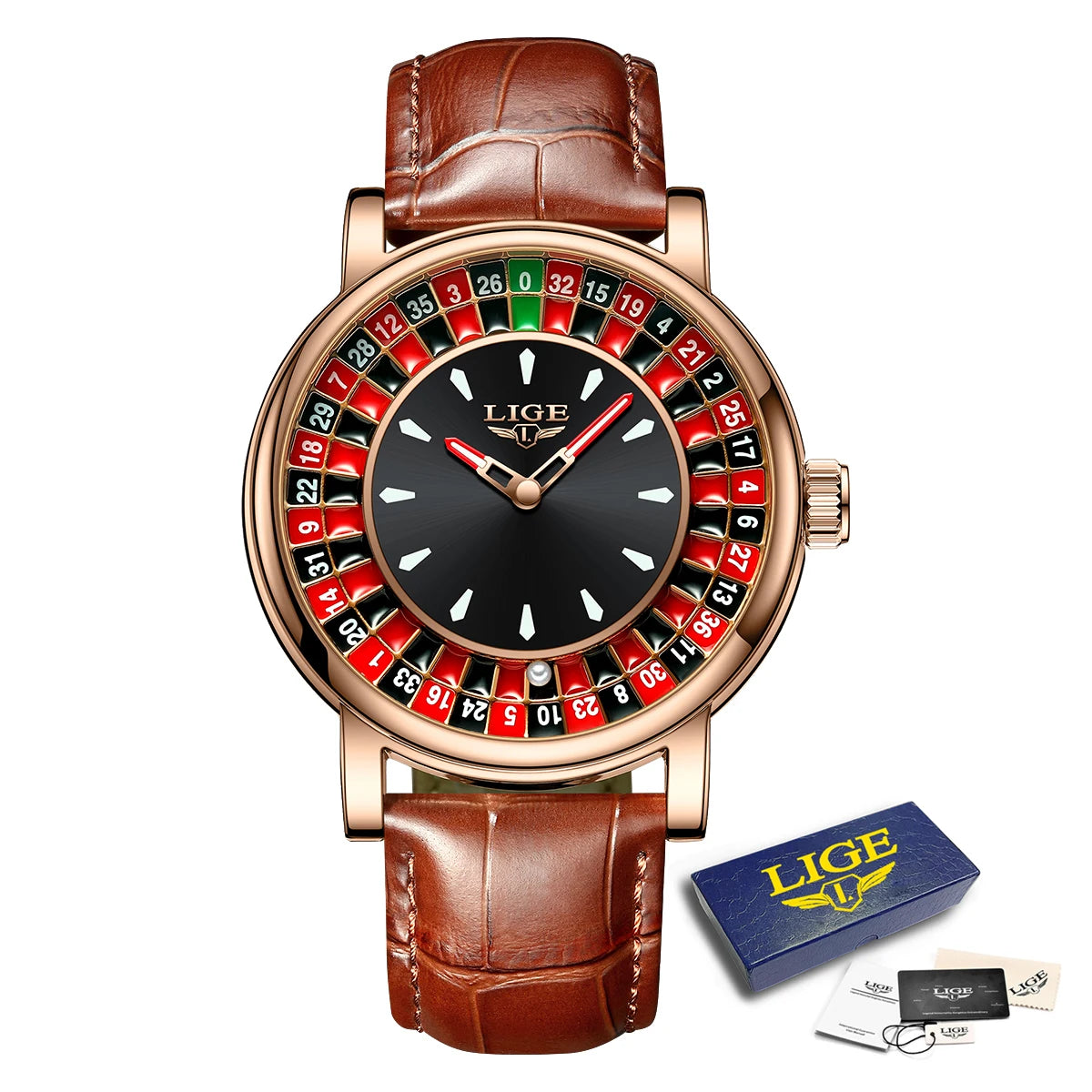 LIGE 2025 Creative Luxury Watches men Roulette Game Dial Fashion Mens Watch Waterproof Luminous Quartz Wristwatches Reloj Hombre